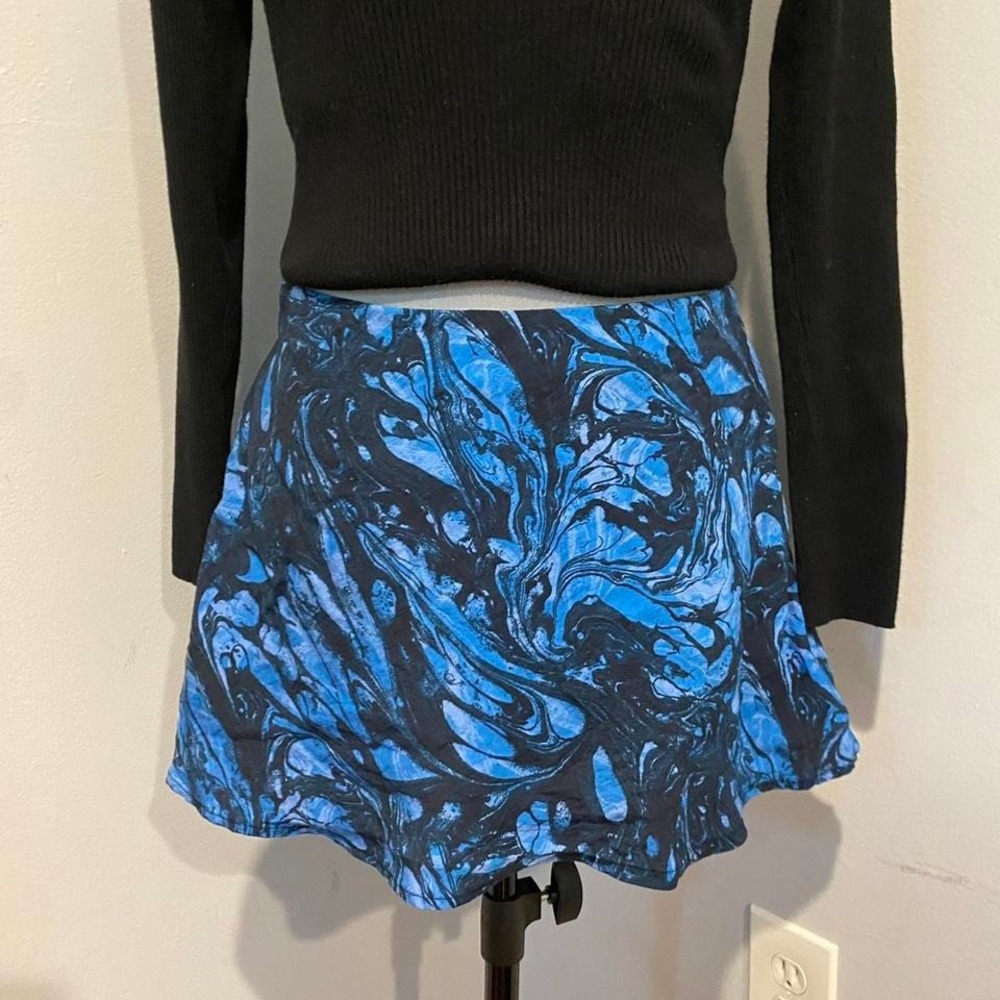 Urban Outfitters Blue and Black Mini Skirt - Size M